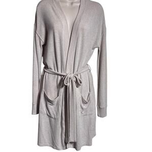 Free Press Tan / Oatmeal Long Open Cardigan with Pockets, Women's Size M